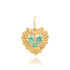 Small Fluted Heart Charm with Gemstone Cluster
