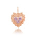 Small Fluted Heart Charm with Gemstone Cluster