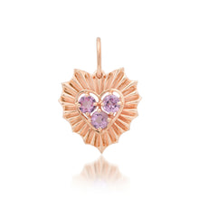 Small Fluted Heart Charm with Gemstone Cluster