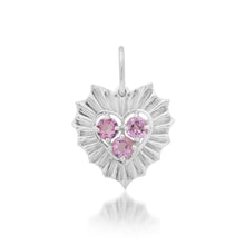 Small Fluted Heart Charm with Gemstone Cluster