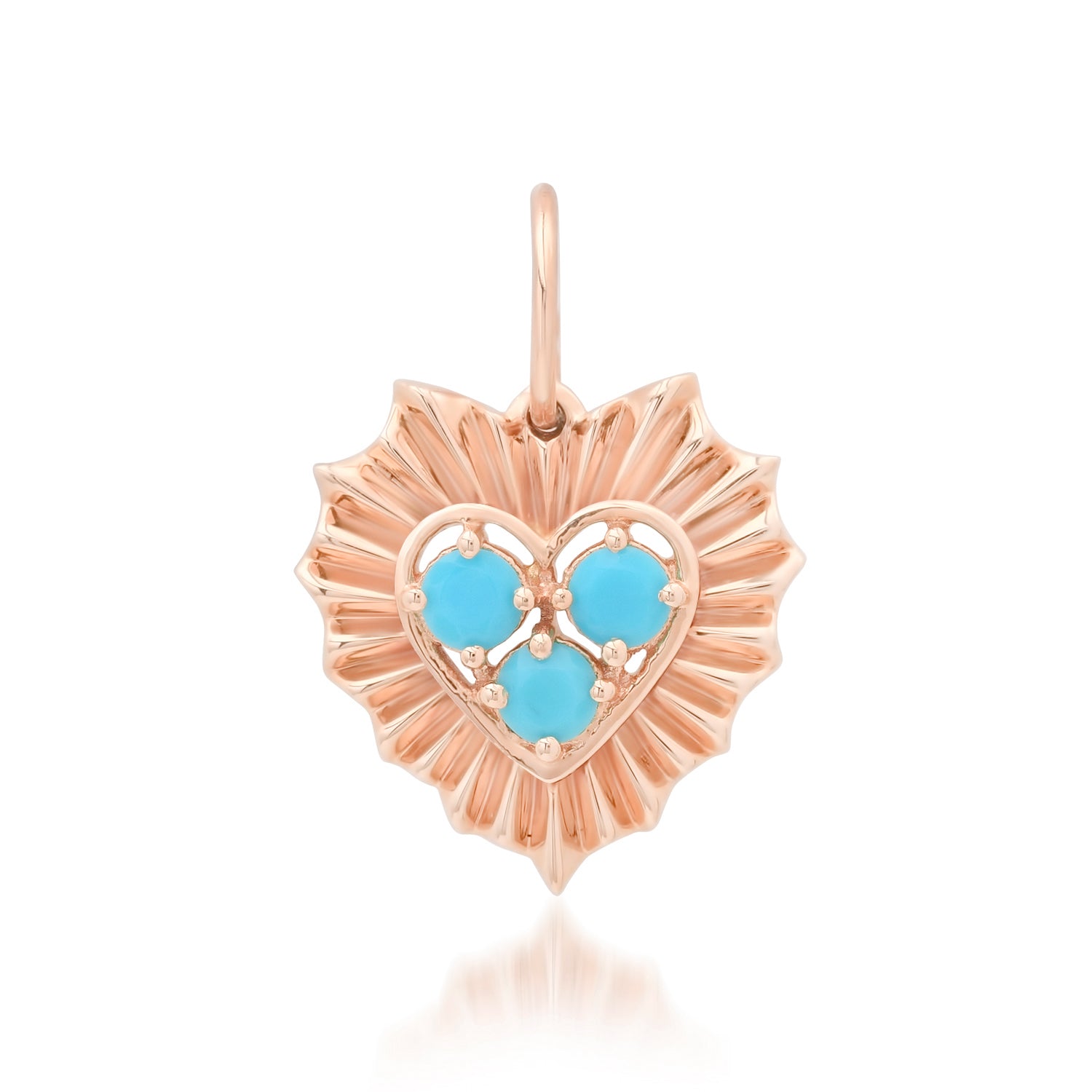 Small Fluted Heart Charm with Gemstone Cluster