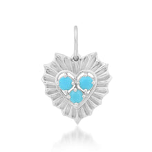 Small Fluted Heart Charm with Gemstone Cluster