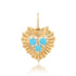 Small Fluted Heart Charm with Gemstone Cluster