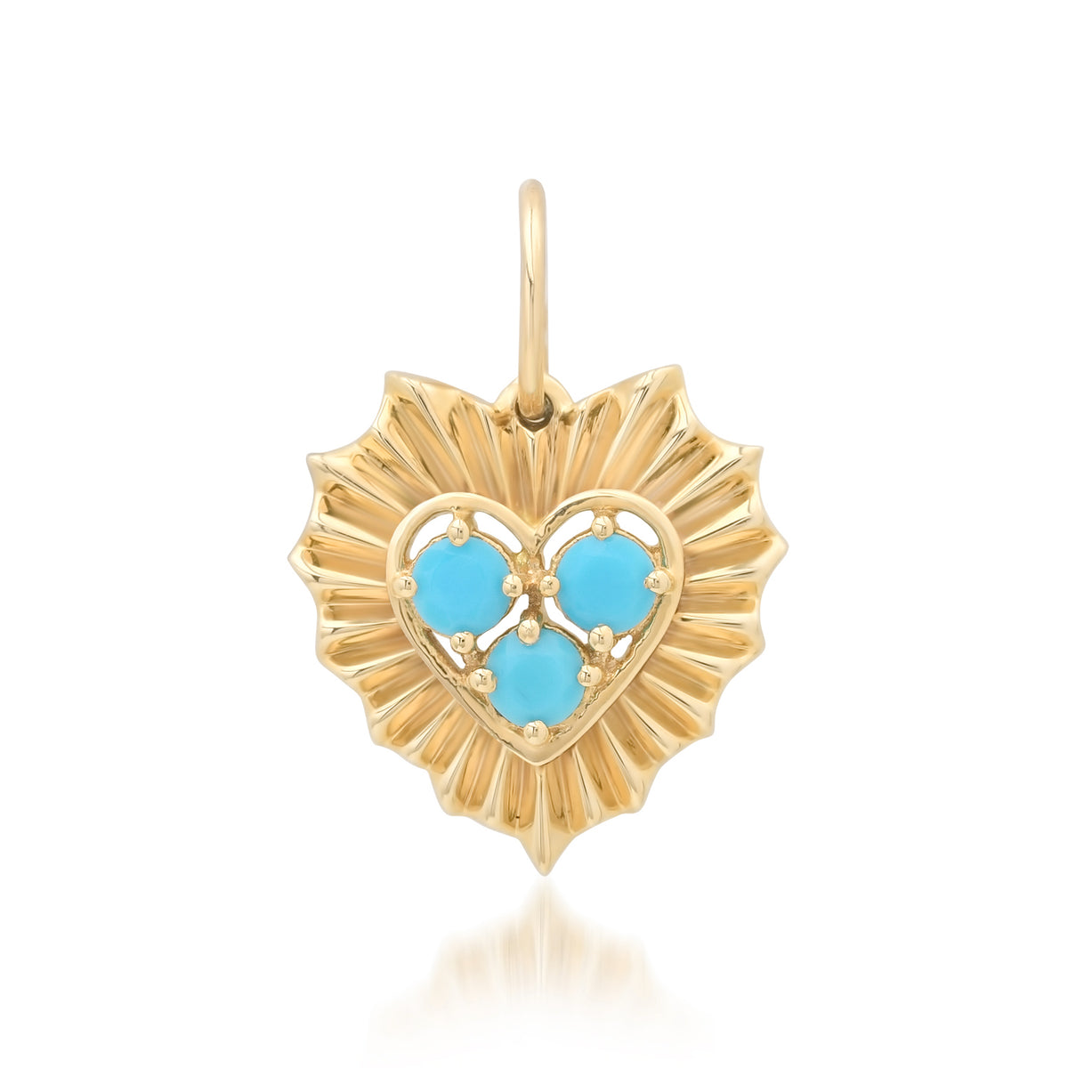 Small Fluted Heart Charm with Gemstone Cluster