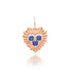 Small Fluted Heart Charm with Gemstone Cluster