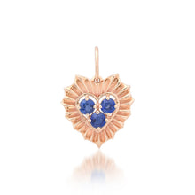Small Fluted Heart Charm with Gemstone Cluster