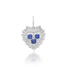 Small Fluted Heart Charm with Gemstone Cluster
