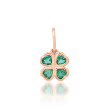 Petite Bezel Set Emerald Hearts Clover Charm