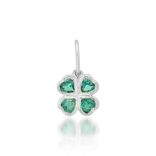 Petite Bezel Set Emerald Hearts Clover Charm