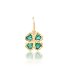 Petite Bezel Set Emerald Hearts Clover Charm