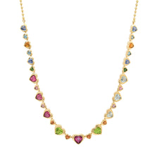 Graduated Bezel Set Mixed Gemstone & Diamond Statement Necklace