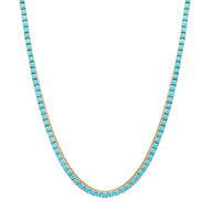 Essential Turquoise Tennis Necklace - 14k yellow gold