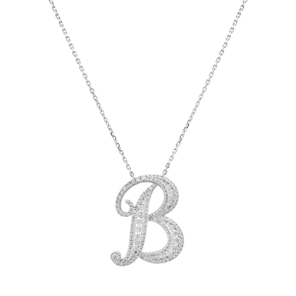 Statement Diamond Script Initial Necklace