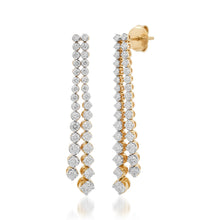 Split Double Diamond Graduated Drop Stud Earrings