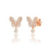 Dazzling Butterfly Stud Earrings with Diamond Dangles