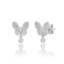 Dazzling Butterfly Stud Earrings with Diamond Dangles