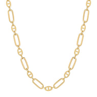 Flat Mariner & Long Link Gold Chain Necklace - 16"