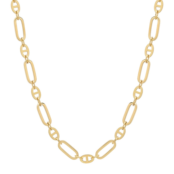 Flat Mariner & Long Link Gold Chain Necklace
