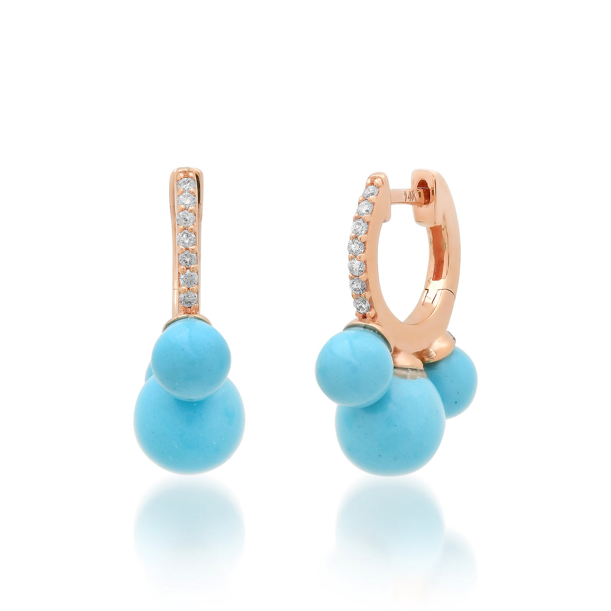 Trio Gemstone & Pave Diamond Huggie Hoop Earrings