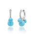 Trio Gemstone & Pave Diamond Huggie Hoop Earrings