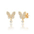 Dazzling Butterfly Stud Earrings with Diamond Dangles