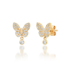 Dazzling Butterfly Stud Earrings with Diamond Dangles