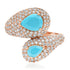 Turquoise & Full Sparkle Chubby Pave Diamond Bypass Ring