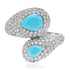 Turquoise & Full Sparkle Chubby Pave Diamond Bypass Ring