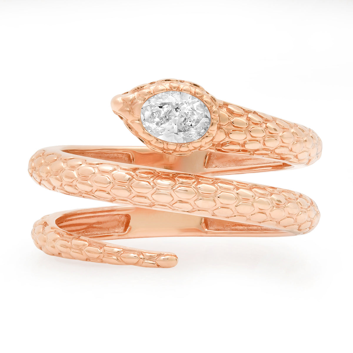 Fluted Snake Diamond Wrap Ring