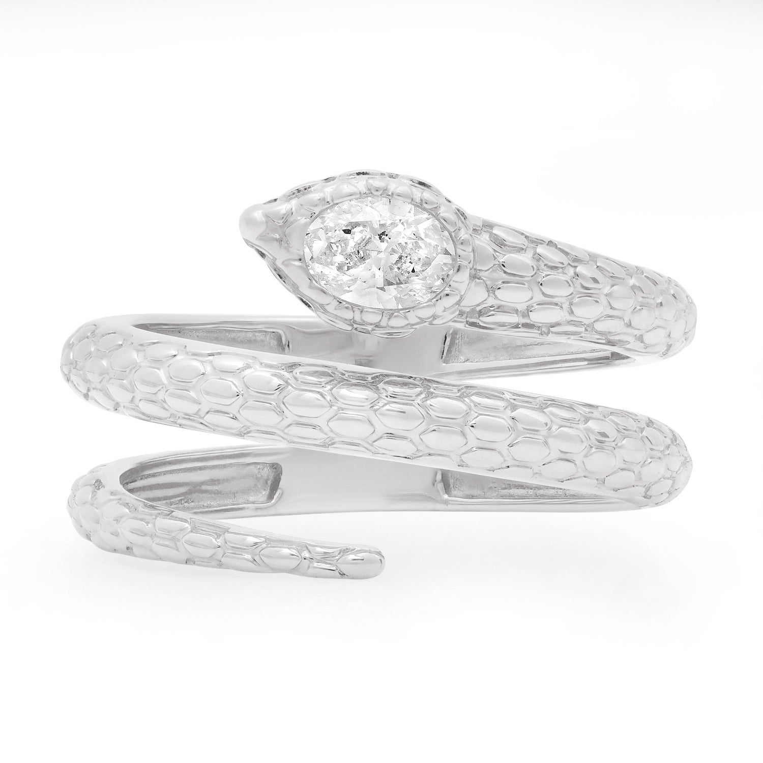 Fluted Snake Diamond Wrap Ring