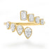 Bezel Set Emerald Cut & Pear Shaped Diamond Bypass Ring