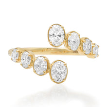 Graduated Bezel Set Oval Diamond Bypass Ring