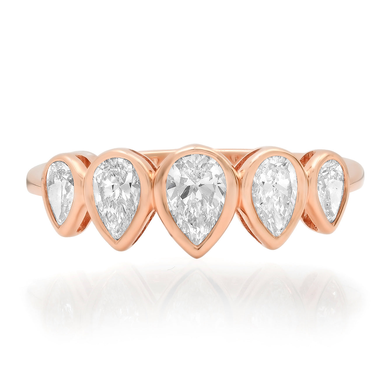 Bezel Set Diamond Pear Half Eternity Band