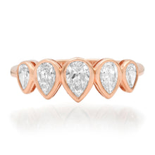 Bezel Set Diamond Pear Half Eternity Band