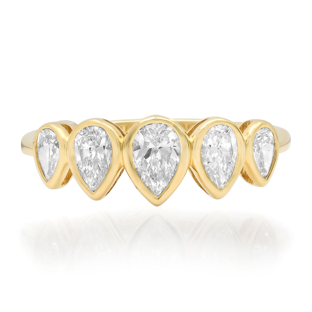 Bezel Set Diamond Pear Half Eternity Band – Milestones by Ashleigh