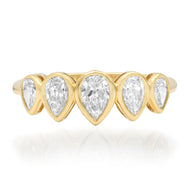 Bezel Set Diamond Pear Half Eternity Band - 14k yellow gold / 5