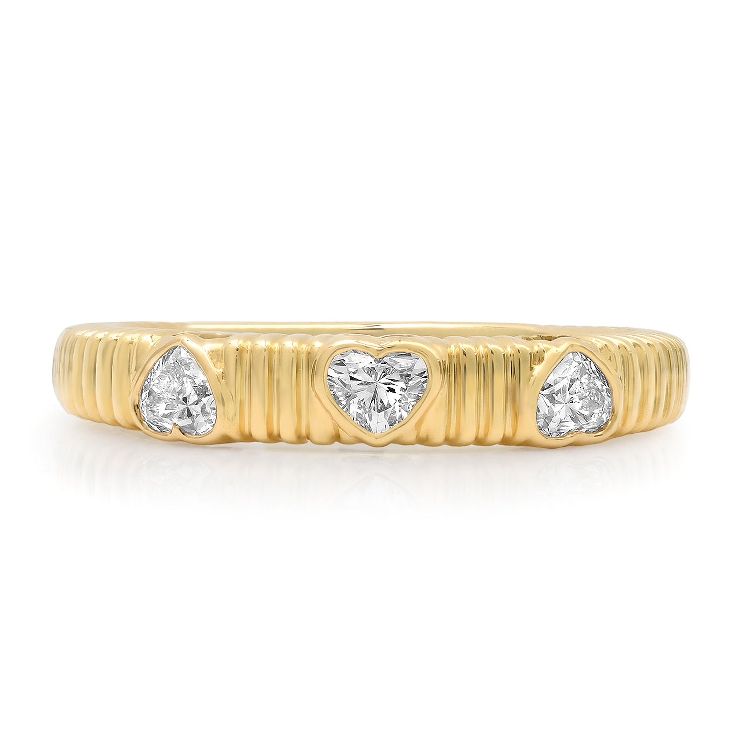Diamond Shapes Fluted Band Ring