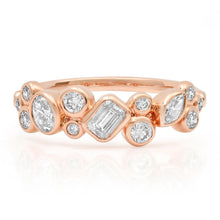 Mixed Shape Bezel Set Diamond Cluster Half Eternity Band