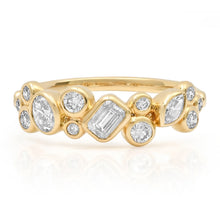Mixed Shape Bezel Set Diamond Cluster Half Eternity Band