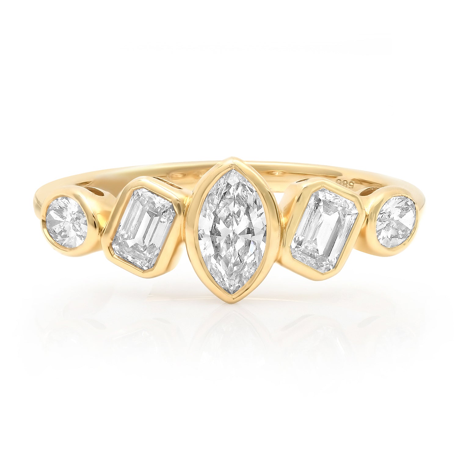 Graduated Multi-Shape Diamond Bezel Ring