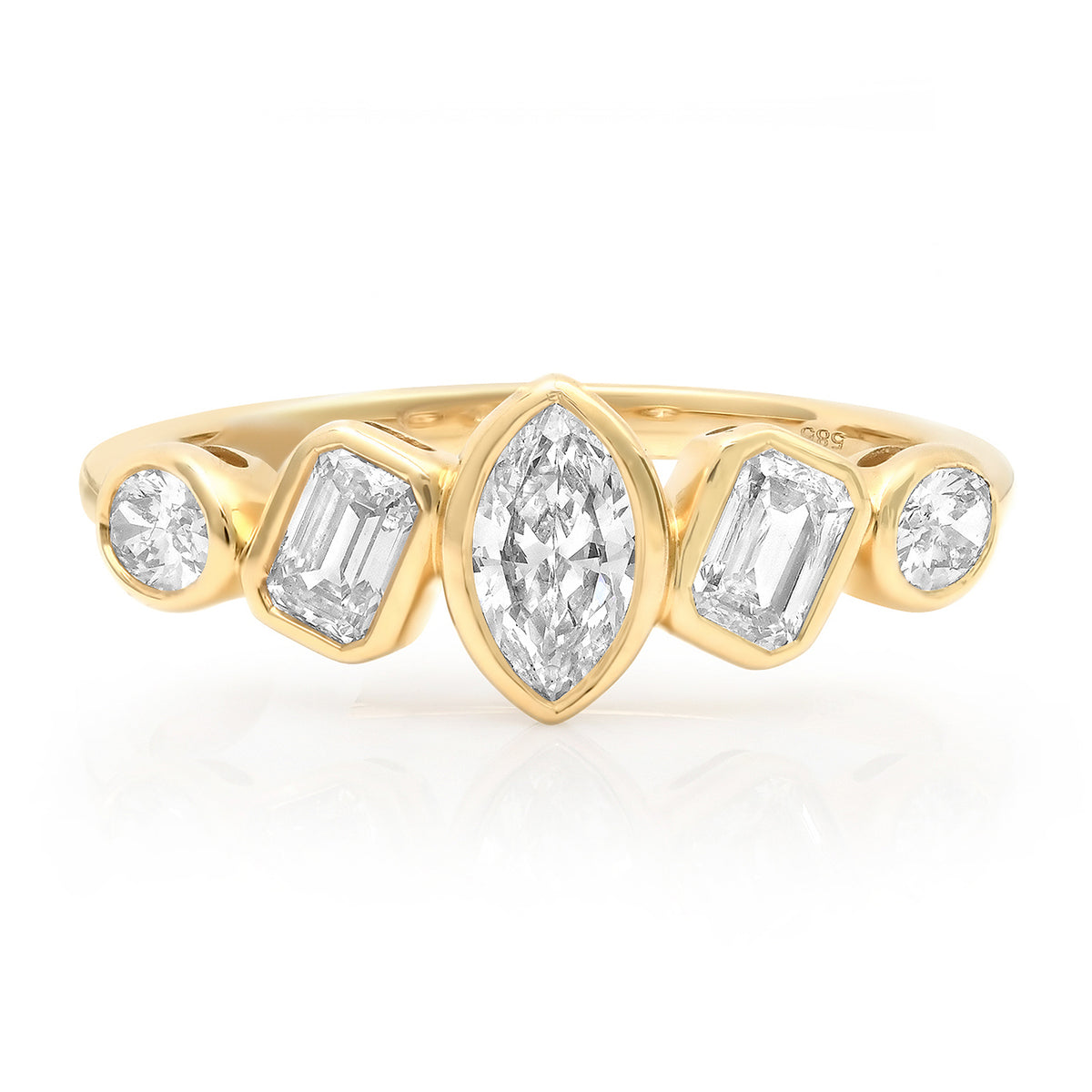 Graduated Multi-Shape Diamond Bezel Ring