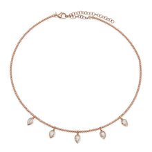 Ball Chain Wire Collar Necklace with Bezel Set Diamond Dangles