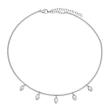 Ball Chain Wire Collar Necklace with Bezel Set Diamond Dangles