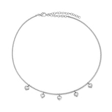 Ball Chain Wire Collar Necklace with Bezel Set Diamond Dangles