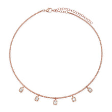 Ball Chain Wire Collar Necklace with Bezel Set Diamond Dangles
