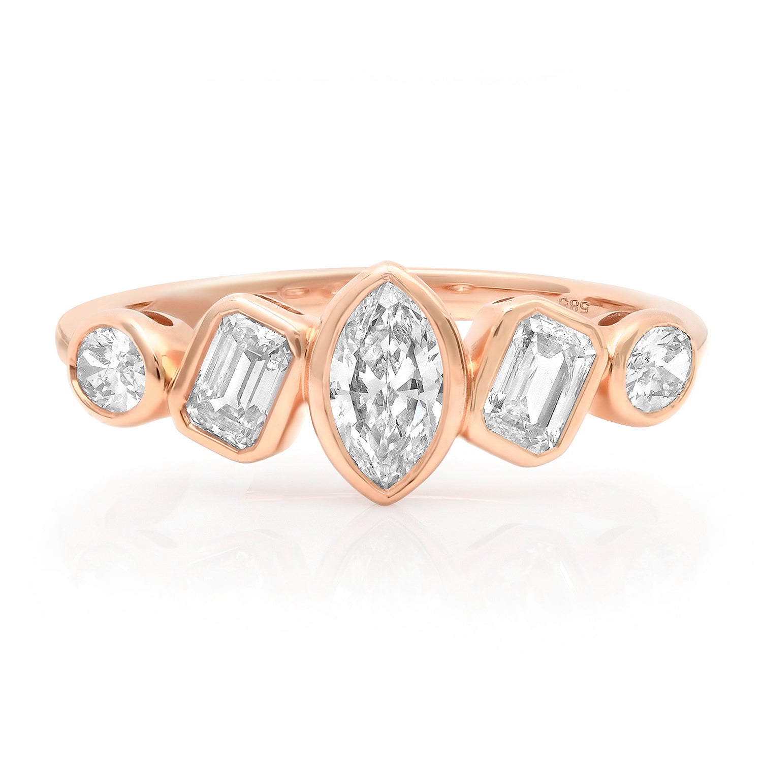 Graduated Multi-Shape Diamond Bezel Ring