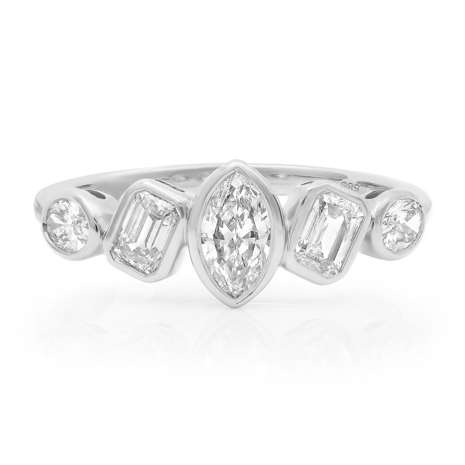 Graduated Multi-Shape Diamond Bezel Ring