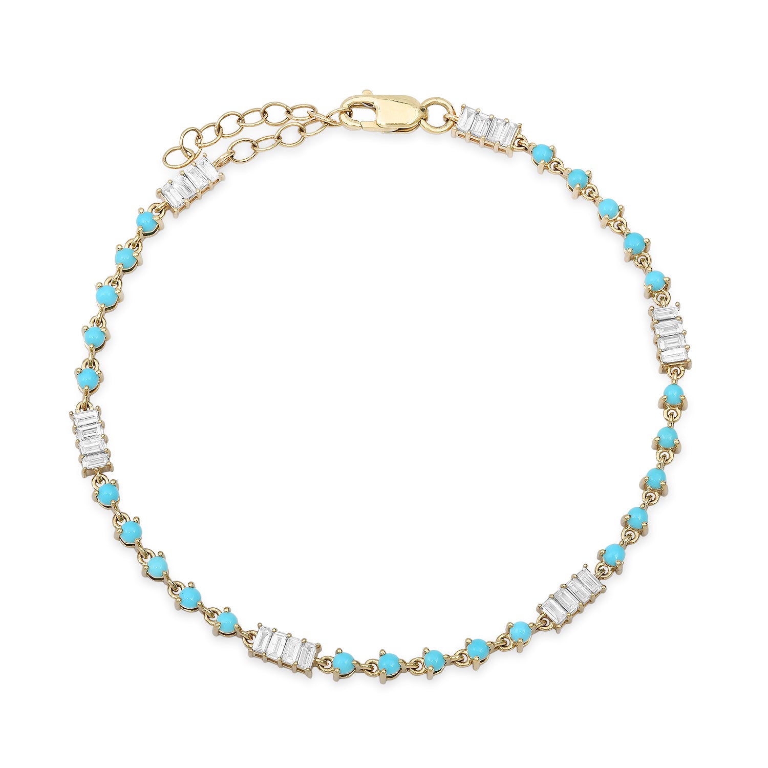 Baguette Diamond & Turquoise Duo Bracelet