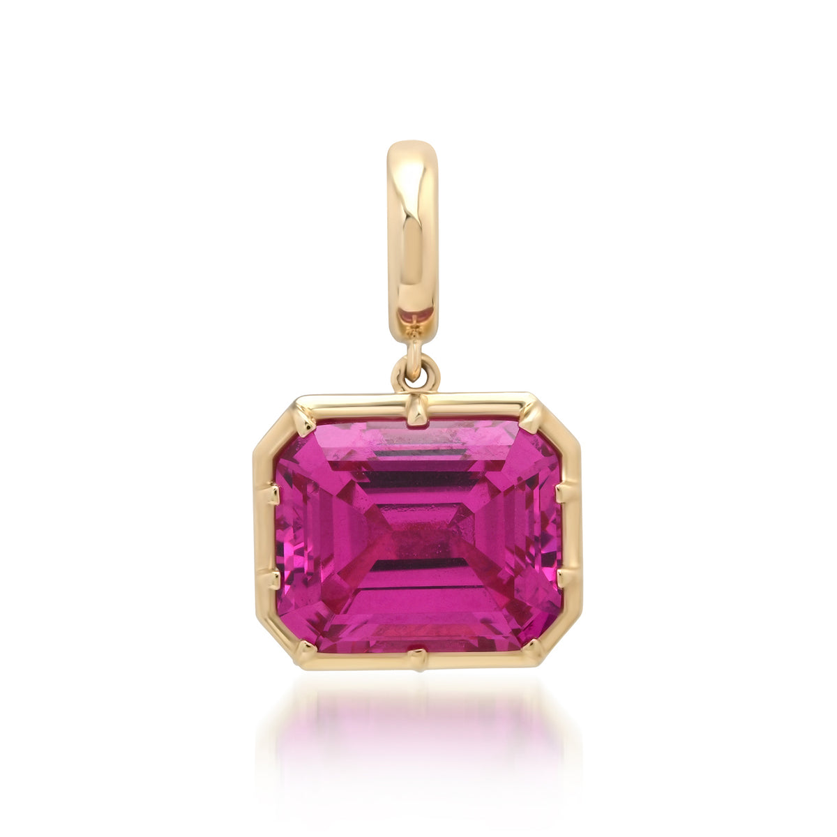 Lab Grown Emerald Cut Pink Sapphire Georgian Set Charm