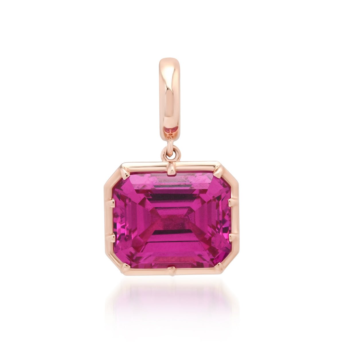 Lab Grown Emerald Cut Pink Sapphire Georgian Set Charm